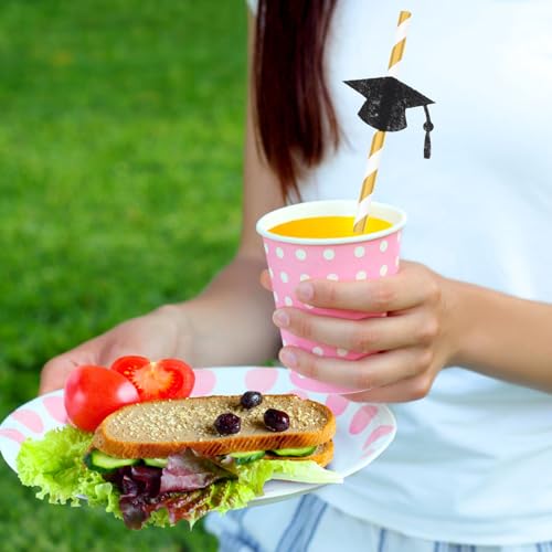 Pitillos de papel para graduación VALICLUD 24 pcs negro miniatura 5
