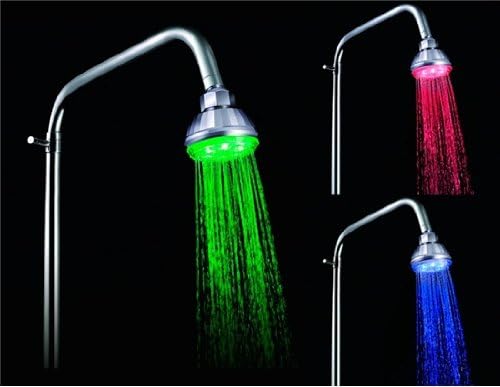 HUMPS 10A2 Temperature Sensor Color Changing LED Shower Head (Silver)
