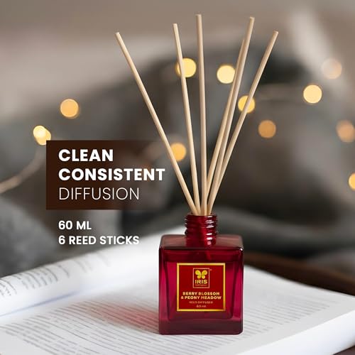 Image of IRIS Home Fragrance Reed Diffuser Set | Floral & Fruity Fragrance Blend | 60ml Long-Lasting Aroma Oil with 6 Reeds | Elegant Home & Office Freshener for a Sophisticated Ambience.