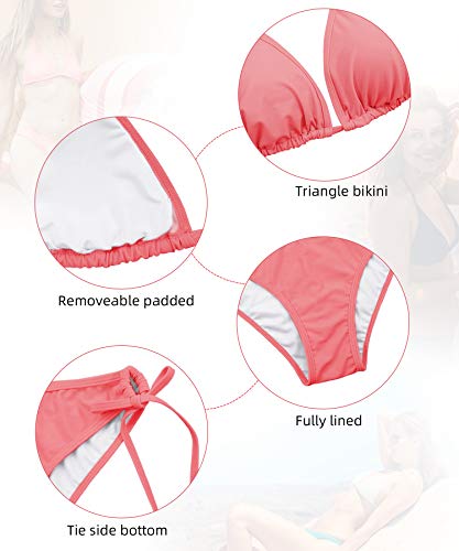 Image of Century Star Women Cute String Triangle Bikini Sets - Swimsuits Two-Piece Tie Side Adjustable Ties Halter Bathing Suit