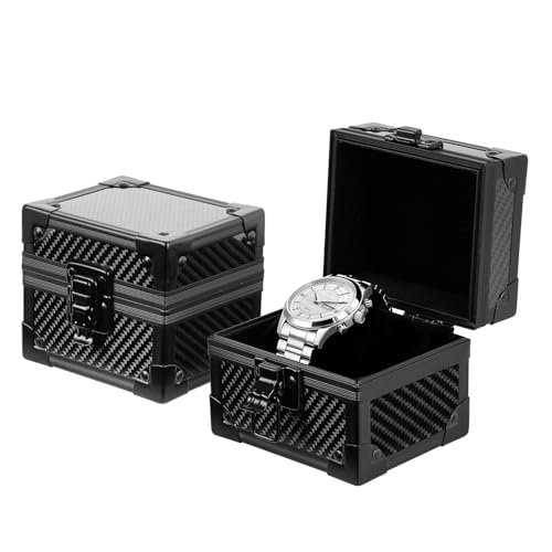 DOBEN Luxury Watch Case for Men, Carbon Fiber Hard Watch Box with Plush Interior, Single Storage...