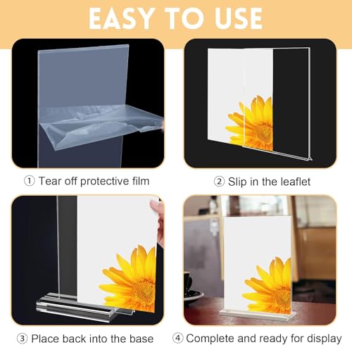 Présentoir acrylique T A5 double face transparent pour menu de restaurant et hôtel