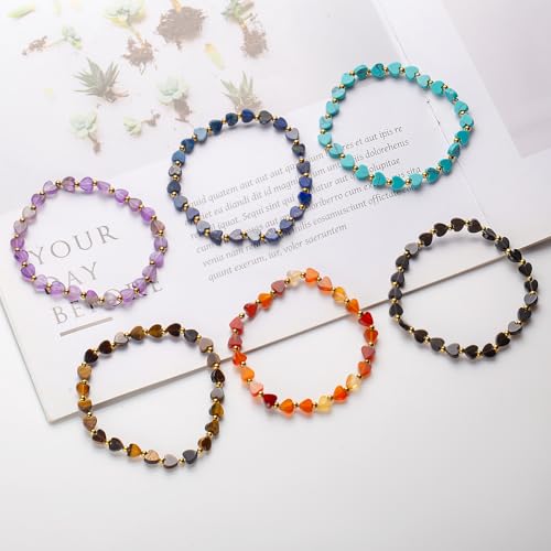 Heart Healing Crystal Strech bracelets for Women Natural Tiger eye Carnelian Black Obsidian Onyx Amethyst Turquoise Lapis lazuli Lucky Chakra Stone Jewlery For Women4