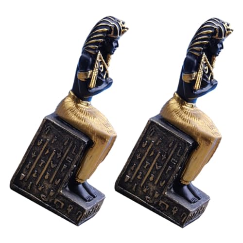 Artibetter 2個 古代エジプト法老人模型 彫像工芸品 樹脂製デスクトップ装飾 神話モチーフ コンパクト インテリア飾り 土産にも