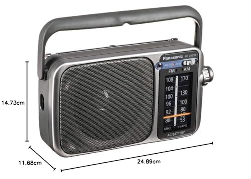 Panasonic Rf-2400D Am/FM Radio, Prata/Cinza