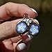 Bayou Glass Arts Handmade Forget Me Not Necklace and Earrings Set, Natural Pressed Flower Jewelry, Quality Glass, Not Plastic Resin, Artisan Jewelry for Women, Blue Gift for Her (24, Gunmetal Finish)
