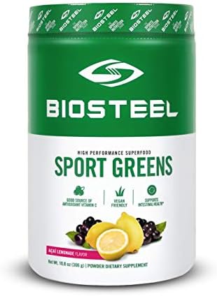 BIOSTEEL Sport Greens Powder, High Performance Superfood Supplement, Non-GMO Formula, Acai Lemonade, 30 Servings