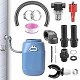 Raccolta dell'acqua piovana, raccoglitore di pioggia con accessori di montaggio e filtri, connettore per tubi di scarico 70-110 mm, tubo di scarico per tetti fino a 80 m²