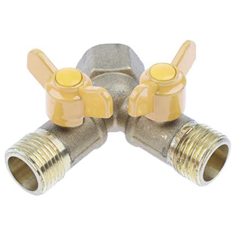 kesoto 1 Pc Brass Two Way Natural Gas Pipe Splitter Connector Piece Adapter Valve Cover