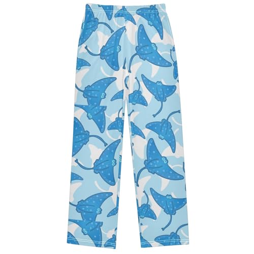 Boy's Pj Pants Funny Blue Electric Ramps Big Eyes Lounge Bottoms Elastic Waist Kids Joggers with Pockets Size 6-14