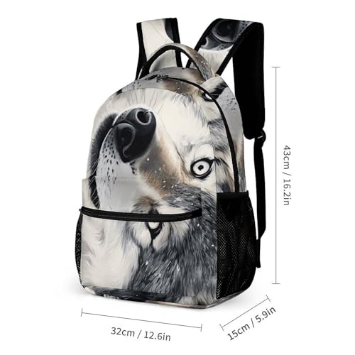 Gray Wolf Lying on Snow Funny Backpack Set Lunch Bag Pencil Case Makeup Bag 3 in 1 for Men Women Travel2
