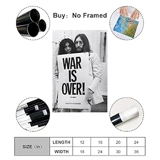 John Lennon War Is Over Cool Peinture sur toile Décoration murale moderne 50 x 75 cm - Les Beatles, Paul McCartney, John Lennon, RIngo Starr, George Harrison John Lennon War Is Over Cool Peinture sur toile Décoration murale moderne 50 x 75 cm – Image 2