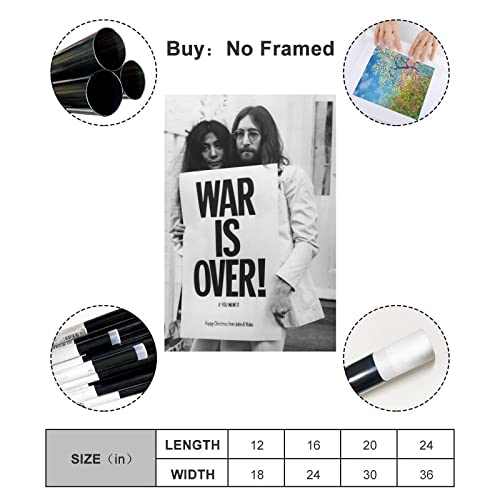 John Lennon War Is Over Cool Peinture sur toile Décoration murale moderne 50 x 75 cm - Les Beatles, Paul McCartney, John Lennon, RIngo Starr, George Harrison John Lennon War Is Over Cool Peinture sur toile Décoration murale moderne 50 x 75 cm – Image 3
