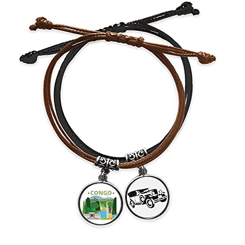 Congo Bracelet Corde d'exception, cuir et détails Ville Statue Building Minibus