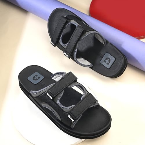 Image of DOCTOR HEALTH SUPER SOFT Stylish Cushioned Slipper for Men | Breathable | Skid Resistant | Adjustable Strap Men's Casual Slippers - Stylish, Comfortable, and Anti-Slip Footwear for Everyday Use
