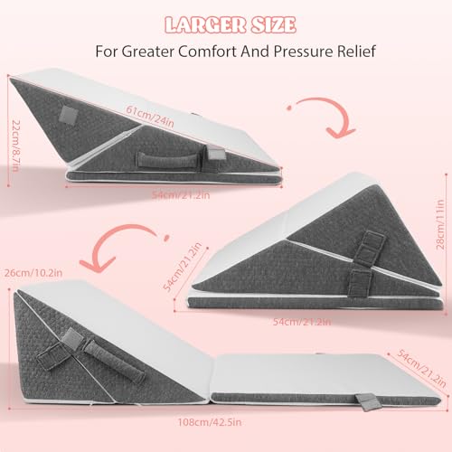 Keilkissen Bett aus Memory-Schaum mit Verstellbarer Höhe - Ideal bei OP-Erholung, Reflux, Schnarchen & Rückenproblemen, Orthopädisches Schlafkissen für Bettlägerige mit Waschbarem Bezug & Tragegriffen