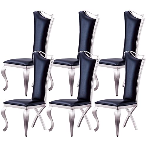 LIKUHLI Silla de Comedor Sillas de Comedor Sillas de Comedor lujosas con Respaldo Alto tapizado Silla de Comedor con Patas de Acero Inoxidable ornamentadas Silla tapizada sin Brazos