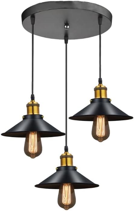 Suspension 3 lumières industrielle et luminaire suspendu pour salon