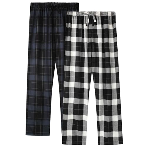 BAMBOO COOL Men's Pajama Bottoms Plaid Pajamas Pants for Men Soft Long Lounge Woven Pj Sleep Pant...