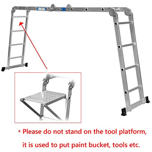 4.7m Multi Purpose Ladder Aluminum 14-in-1 Folding Ladder with 1 Tool Tray 4x4 Step 15.5ft Combination Ladder Extension Ladder Heavy Duty 150kg Load Capacity EN131 Certificate 4 4.7m Multi Purpose Ladder Aluminum 14-in-1 Folding Ladder with 1 Tool Tray 4x4 Step 15.5ft Combination Ladder Extension Ladder Heavy Duty 150kg Load Capacity EN131 Certificate - Image 4