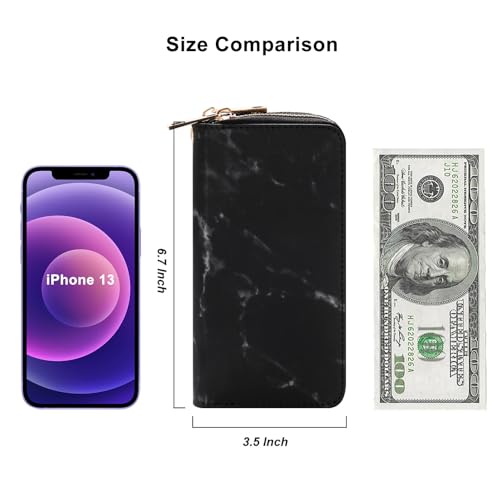 Image of Cellphone Wallet for Women Dual Zipper Long Purse with Removable Wristlet