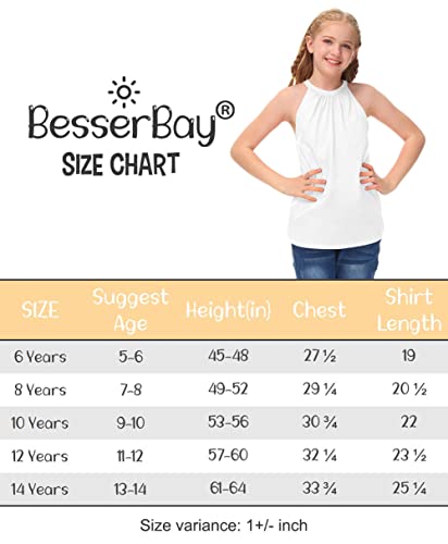 Besserbay Child Girls Halter Neck And Sleeveless Summer Shirt Cute Solid White Tank Top 9-10 Years #TOP6