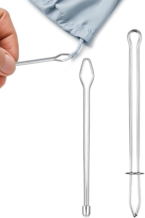 DIY Rope Threader Clip, Upgraded Metal Drawstring Threader Tool Set with Latch, Drawstrings Replacement with Easy Threaders for Hoodies, Pants, Shorts, Sewing Craft Accessories (2Pcs)