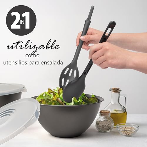 Miniatura 2 de Hausfelder Cubiertos Para Ensalada, 2 Piezas, Cubiertos Para Ensalada Y Pinzas Para Ensalada, Plástico Negro