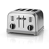 Cuisinart 4-Schlitz Toaster aus rostfreiem Edelstahl mit 6 Bräunungsstufen und Stop-Funktion, Auftau-Funktion , Aufwärm-Funktion und Bagel-Funktion, Retro, American Style