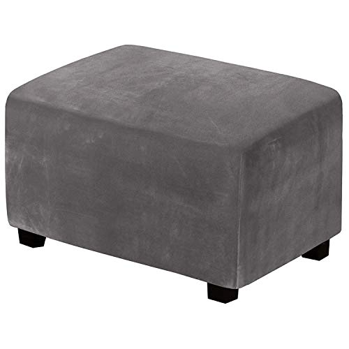 Reposapiés rectangular protegido con funda otomana elástica tamaño L gris 2