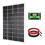 100W 12V Solarpanel System Solarmodul Kit Rhein Beleuchtung Monokristalline Solarmodule mit Solarladeregler, 3 Meter PV Kabel, für Netzunabhängige,Deep Cycle Batterie