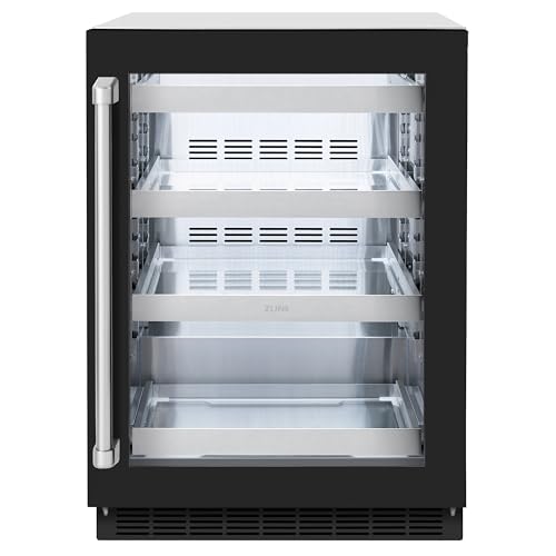 ZLINE 24 in. Touchstone 151 Can Beverage Fridge With Black Matte Glass Door (RBSO-BLM-24)