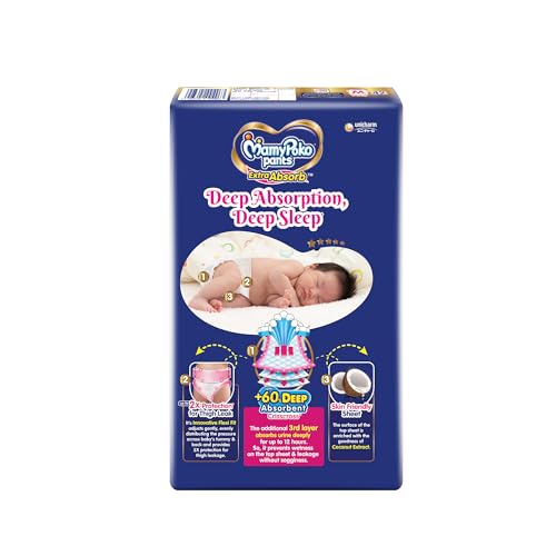 Image of MamyPoko Pants Extra Absorb Baby Diapers, Medium (M size) | 7-12 kg | 42 Count |Deep Sleep Diapers| Soft gentle fit |Deep Absorbent Crisscross | skin friendly with coconut oil |