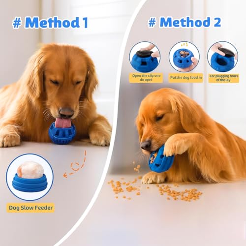 Image of Dog Chew Toys for Aggressive Chewers Large Medium Breeds, Puzzle Toys Interactive Treat Dispensing Slow Feeder Indestructible Durable Safe Rubber Teeth Clean Toys (Blue Medium)