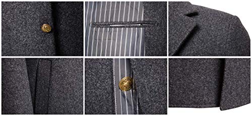 Casaco Masculino de Lã Outono e Inverno Casaco Longo à Prova de Vento Cinza Tamanho G