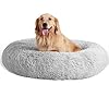 Calming Donut Dog Bed – X-Large Fluffy Faux Fur Bed for Medium and Large Dogs