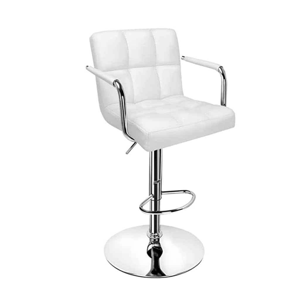 Maple Home Decoration PU Adjustable Height Bar Stool Swivel Hydraulic Bar PU Armchair With Backrest 360° Upholstered Seat Assembled Home Office (1 Pc White)