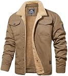MAGCOMSEN Men's Cotton Jackets Sherpa Trucker Jacket 5 Pockets Cargo Snaps Fleece Jacket Turn-down Collar Winter Coats