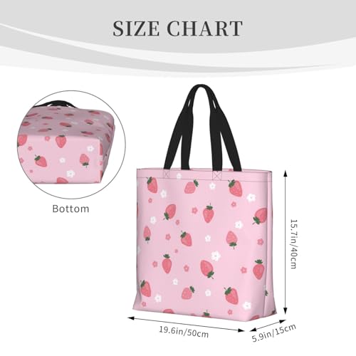 Large Tote Bag For Women - Reusable The Tote Bag With Zipper, Beach Bags For Women, Cute Strawberry Pink White FLower Mom Bag For Mom Suitable For Hospital Beach Travel Shopping2