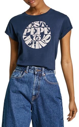 Pepe Jeans Elvia Camiseta, Azul (Marine Blue), M para Mujer
