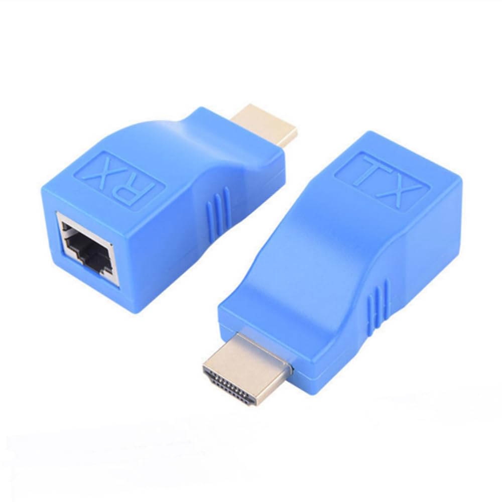 Suckoo Replacement Ethernet RJ45 Network to HDMI Amplifier Repeater Extender 30m 4K30HZ 1080P Compatible Computer Host Laptop Connection Transmitter TX External HDMI Monitor Projector TV Receiver RX