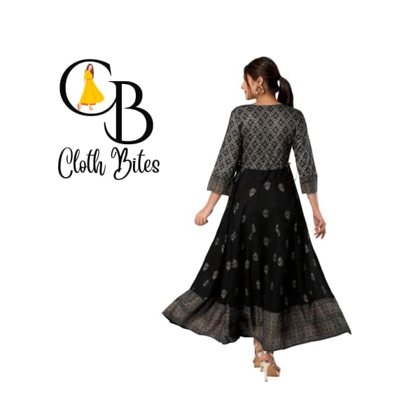 Cloth Bites Designer Regular Rayon Anarkali Kurti with 3/4th Sleeves Fully Stitched for Womens - Image 3