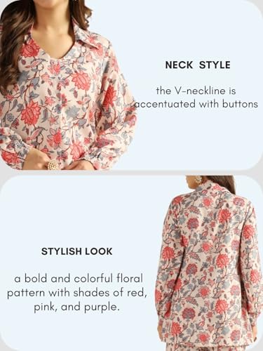 Image of GRECIILOOKS Women's Kurta Pant Set - Cotton Anarkali Kurta with Printed Pants | Stylish Ethnic Wear for Office, Daily & Festive Use