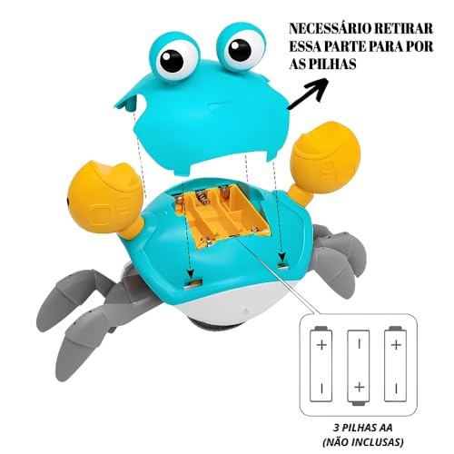 Pega Caranguejo Fujão Brinquedo Interativo Com Sensor de Obstáculo e Musical Educativo Infantil Bebê