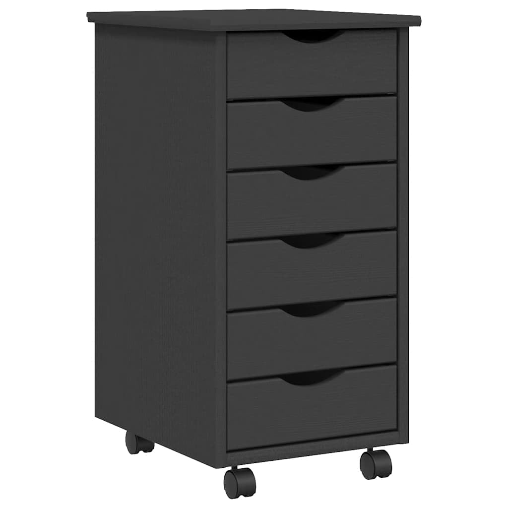 Vidaxl (, 34 X 39 X 65.5 Cm) Rolling Cabinet With Drawers Mobile File Cabinet Solid Wood Pine Moss Grey