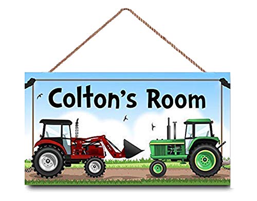 Personalized Name Kids Door Sign Farm Tractors Wood Plaque Sign Wall Decor Baby nursery decor toddler room decor