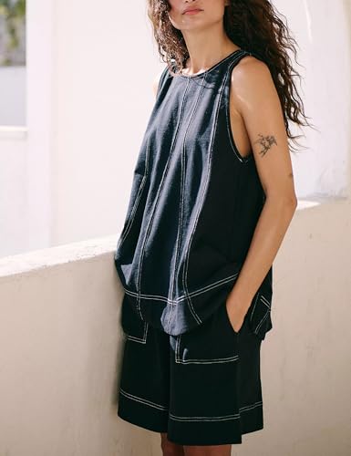 Majdan Womens 2 Piece Outfits Summer Shorts Set Sleeveless Tank Top and Shorts Matching Set with Pockets4