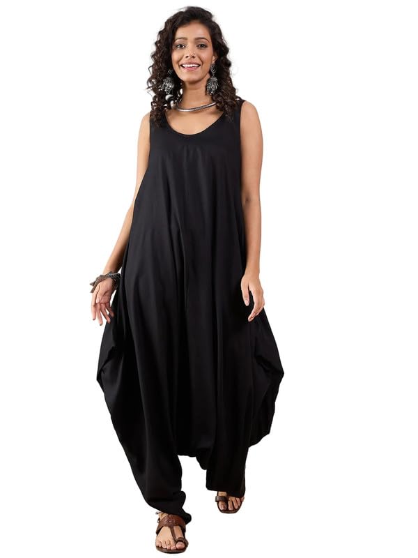 inweave Black Round Sleeveless Jumpsuit-picture-2