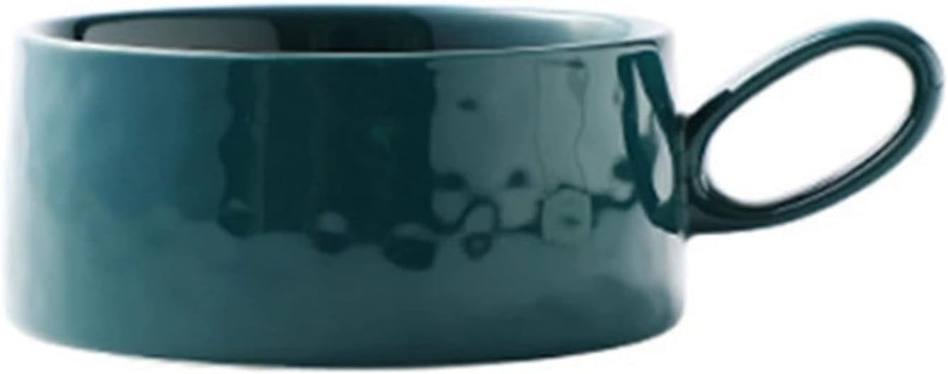 Miska sałatkowa 14 uncji miski na zupę Kubek na zupę z uchwytami, ceramiczny zestaw talerzy śniadaniowych na śniadanie Zupa kanapkowa Kawa Miski do serwowania płatków śniadaniowych-Ciemnozielony-Miska