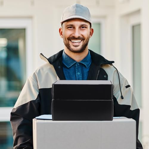 Image of RLAVBL 12x9x4 Shipping Boxes Set of 20, Black Corrugated Cardboard Box for Packing, Mailing, Business, Gift